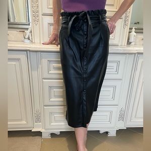 Days leather midi length shirt with tie